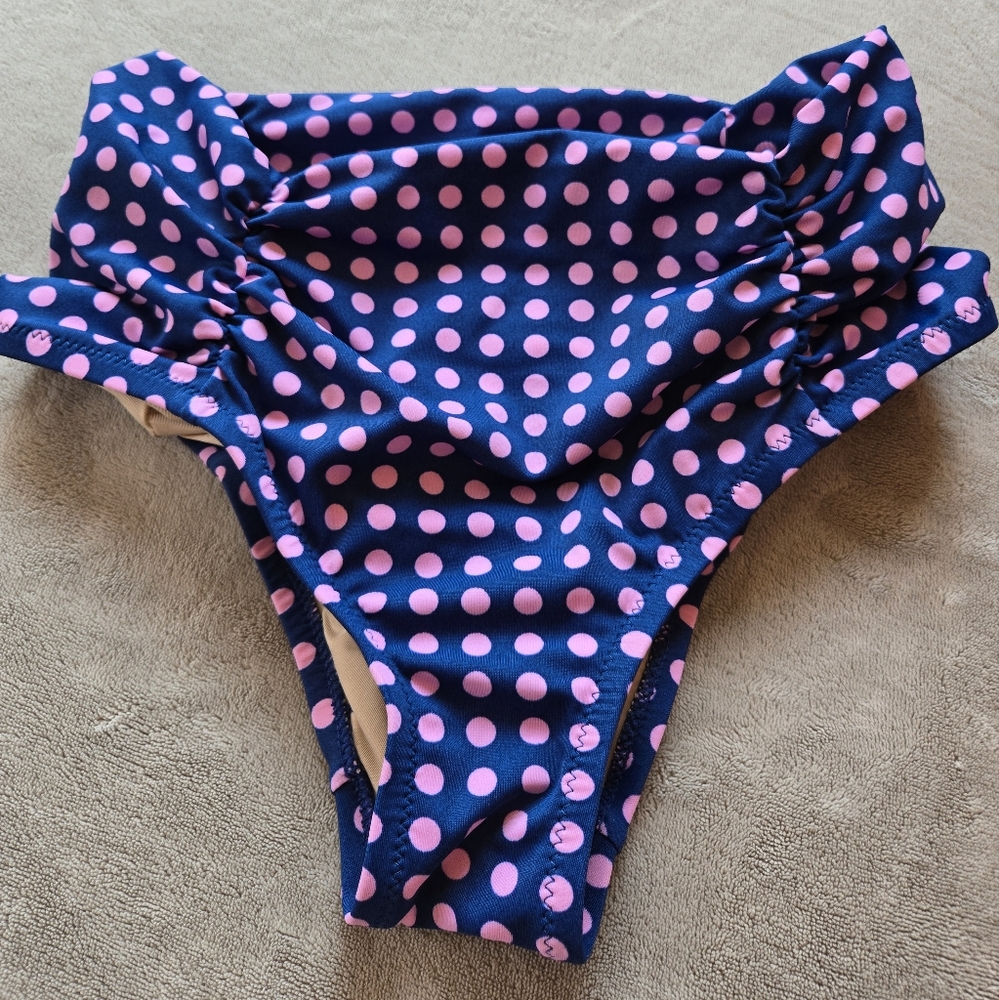 J.Crew Polka Dot High-Waisted Rusched Bikini Bottom